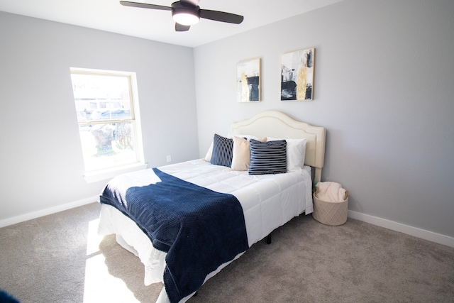 bedroom with carpet flooring and ceiling fan