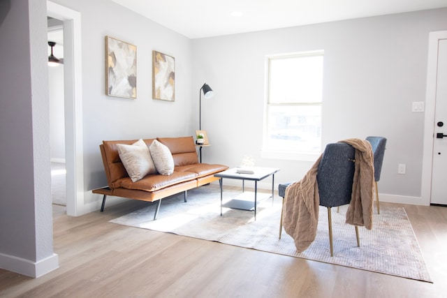 sitting room with light wood-type flooring