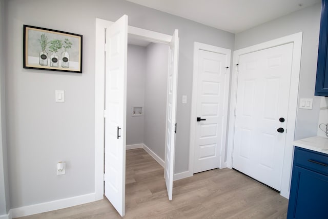 interior space with light hardwood / wood-style floors