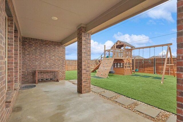 view of patio / terrace featuring a playground