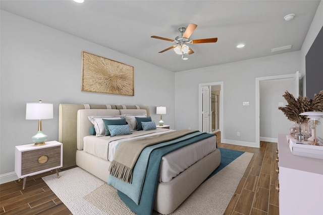 bedroom featuring ceiling fan