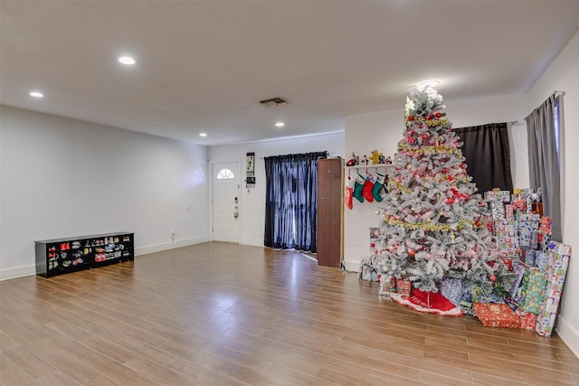 living room with hardwood / wood-style flooring