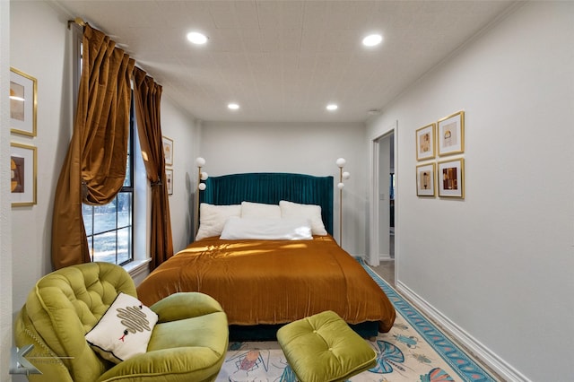 bedroom featuring crown molding