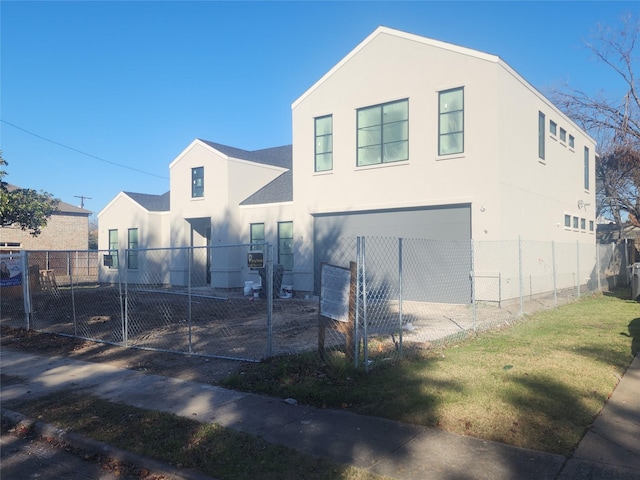 exterior space featuring a garage