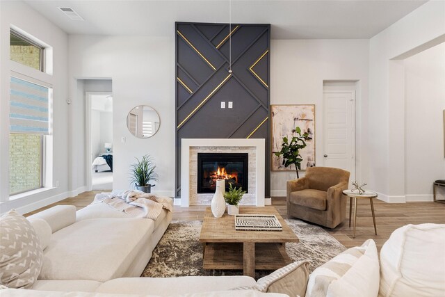 living room featuring light hardwood / wood-style floors