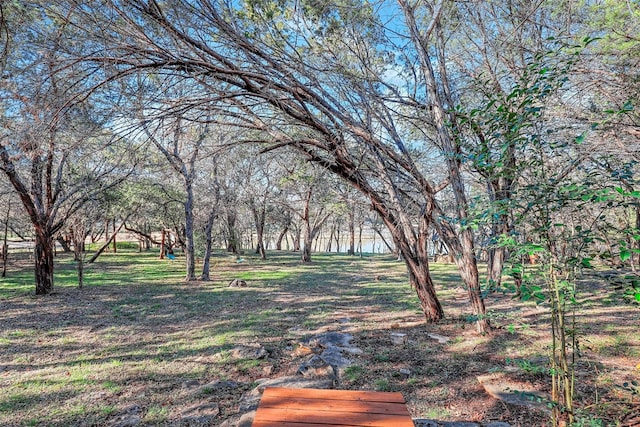 view of yard with a water view