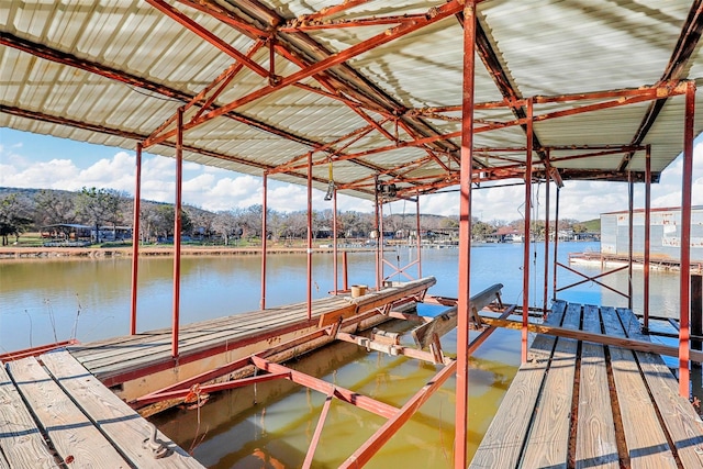 view of dock featuring a water view