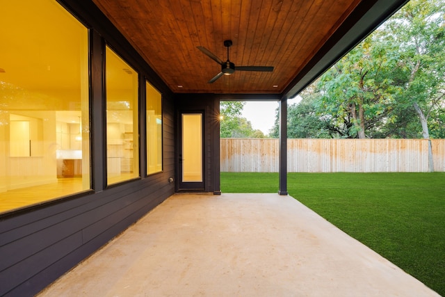 view of patio / terrace featuring ceiling fan