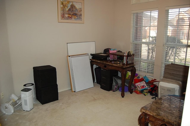 view of carpeted office space