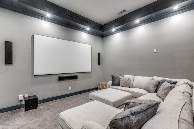 view of carpeted cinema room