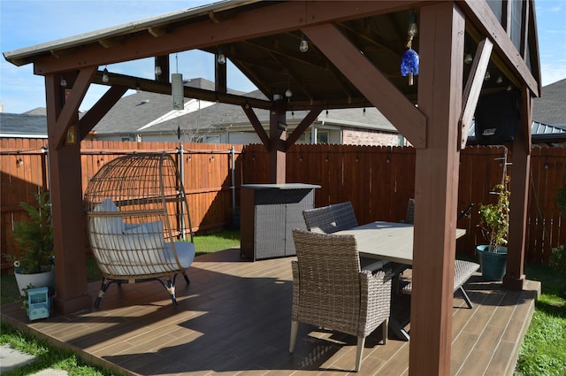 view of patio featuring a gazebo and a wooden deck