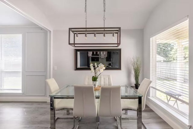 dining space featuring hardwood / wood-style flooring