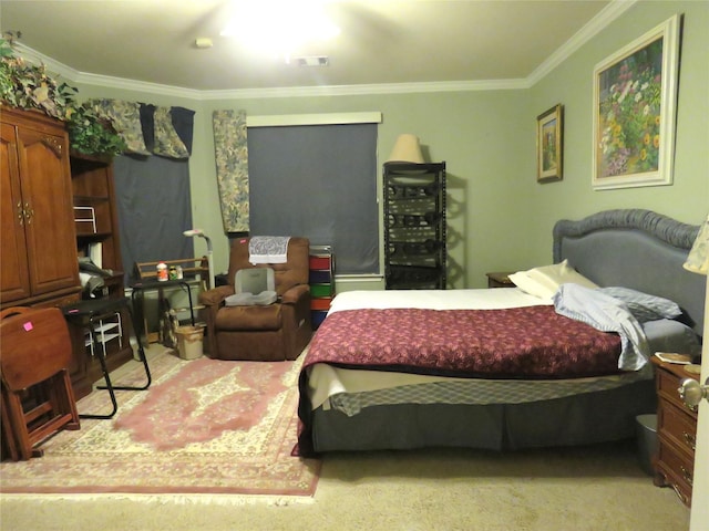 bedroom with crown molding