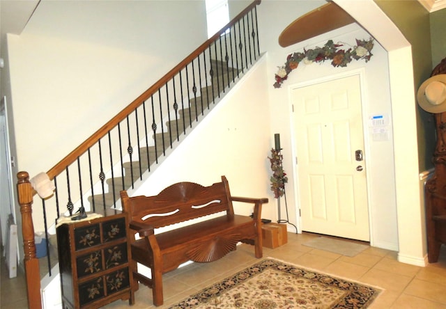 foyer with light tile patterned floors