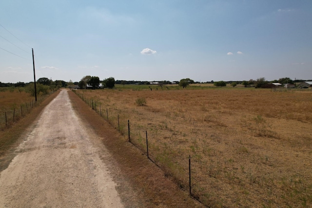 view of road with a rural view