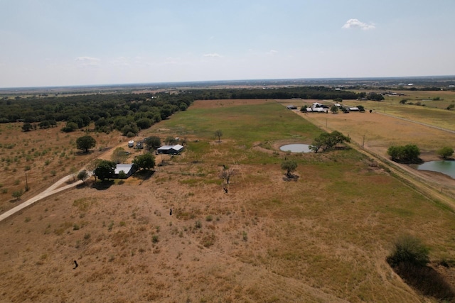 aerial view featuring a water view and a rural view