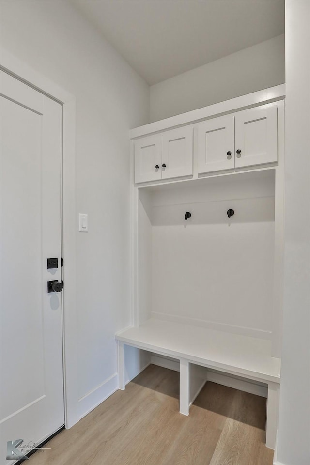 mudroom with light wood-type flooring