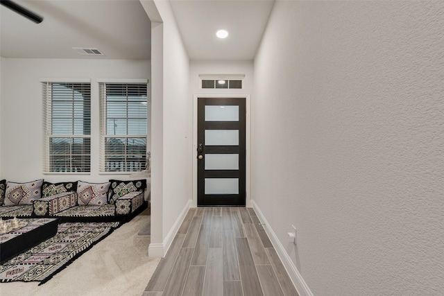 entrance foyer with light wood-type flooring