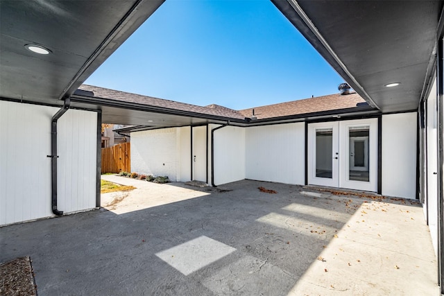 view of patio featuring french doors