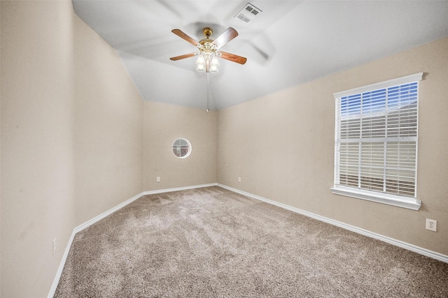 122 Wentwood Dr, Murphy, TX 75094 - carpeted empty room featuring a ceiling fan and vaulted ceiling