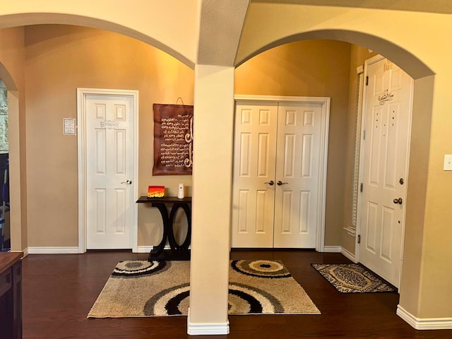 foyer entrance featuring dark hardwood / wood-style flooring