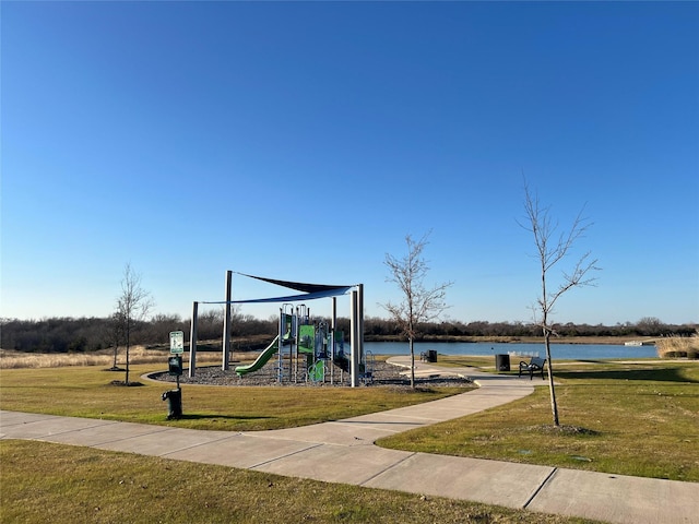 4309 Dawn Dr, Forney, TX 75126 - view of play area with a water view and a yard