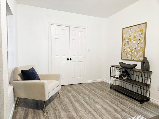 sitting room featuring light wood-type flooring