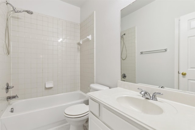 full bathroom featuring vanity, toilet, and tub / shower combination