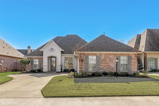 view of front of property with a front lawn