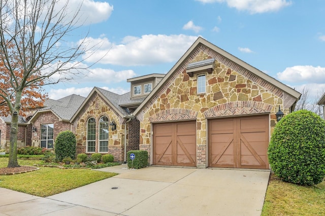 view of front of home featuring a garage and a front yard