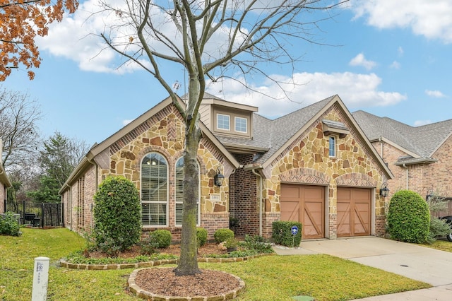 tudor home with a front yard