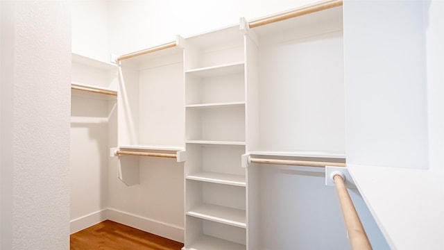 spacious closet with hardwood / wood-style flooring