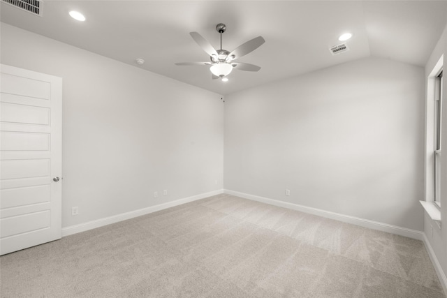 1402 Ethan Cir, Midlothian, TX 76065 - spare room featuring a ceiling fan, carpet flooring, recessed lighting, baseboards, and vaulted ceiling