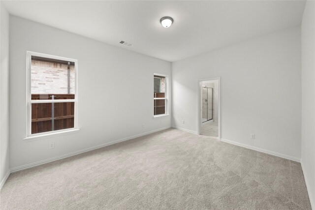 spare room featuring a healthy amount of sunlight and light colored carpet