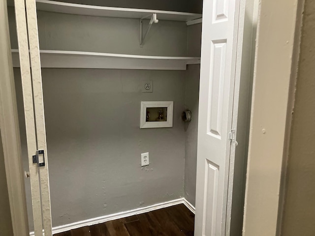 washroom featuring hookup for an electric dryer, dark hardwood / wood-style flooring, and washer hookup