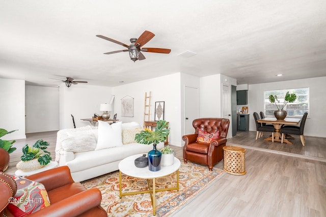 living room featuring light wood-type flooring