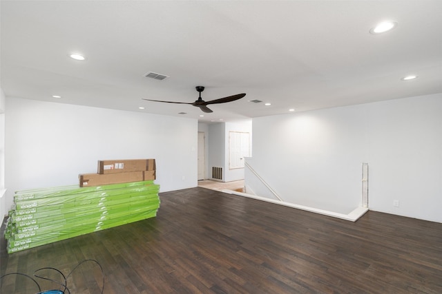 interior space featuring ceiling fan and hardwood / wood-style floors