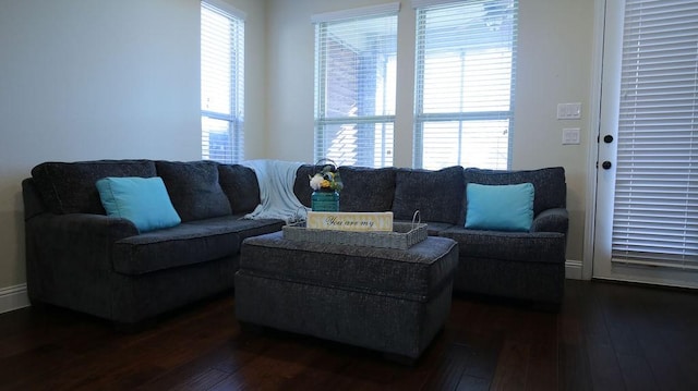 living room featuring dark hardwood / wood-style floors