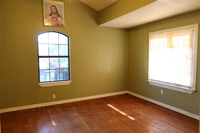 empty room featuring a wealth of natural light and dark wood-type flooring