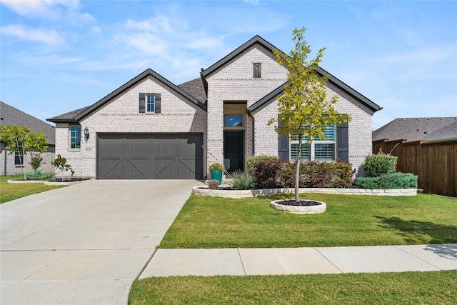 view of front facade with a garage and a front yard