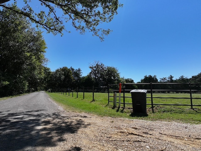 view of road with a rural view