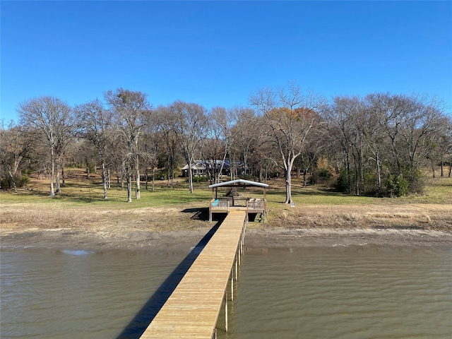 view of dock featuring a water view