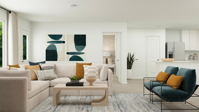 living room featuring light wood-type flooring