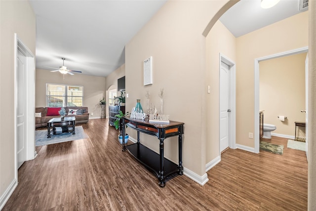 hallway featuring hardwood / wood-style flooring