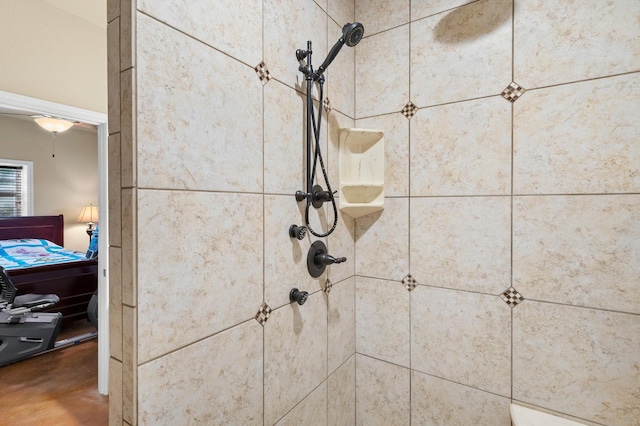 interior details with tiled shower