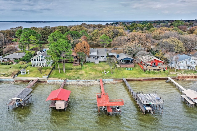 dock area with a water view