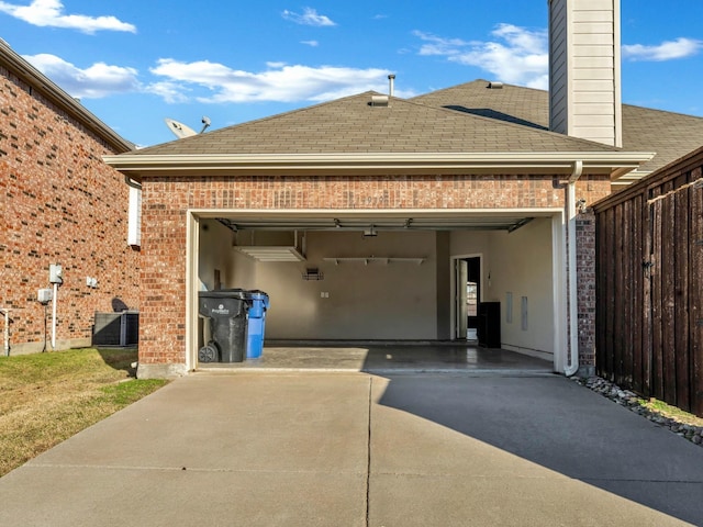 garage featuring central air condition unit