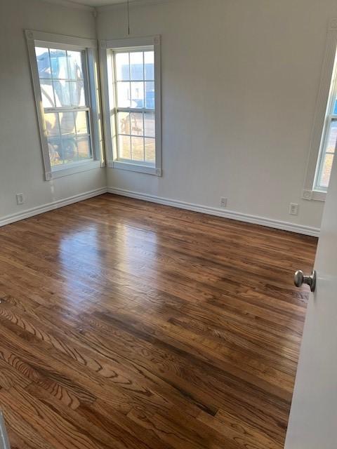 empty room featuring dark wood-type flooring and a healthy amount of sunlight