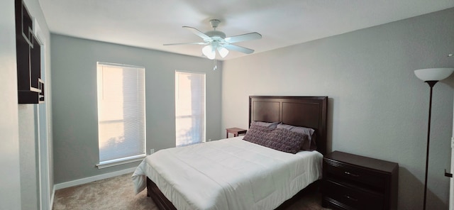 bedroom with carpet flooring and ceiling fan