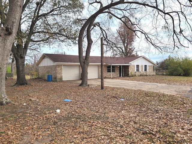 single story home with a garage